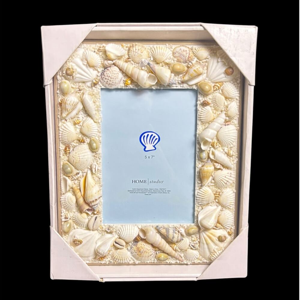 Home Studio Seashell Tabletop Picture Frame 5x7 Coastal Beach Decor NIB